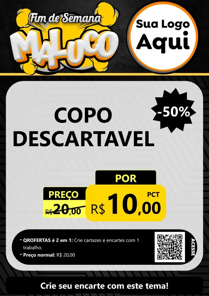 Modelo de Cartaz para Cartaz A4 Vertical com o tema Fim de Semana Maluco para Embalagens