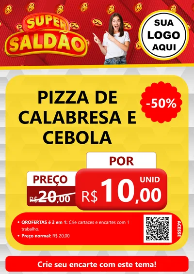 Modelo de Cartaz para Cartaz A4 Vertical com o tema Super Saldão para Pizzaria
