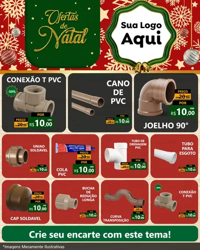 Modelo de Rede Social para Feed Instagram com o tema Natal de Ofertas para Tubos e conexões