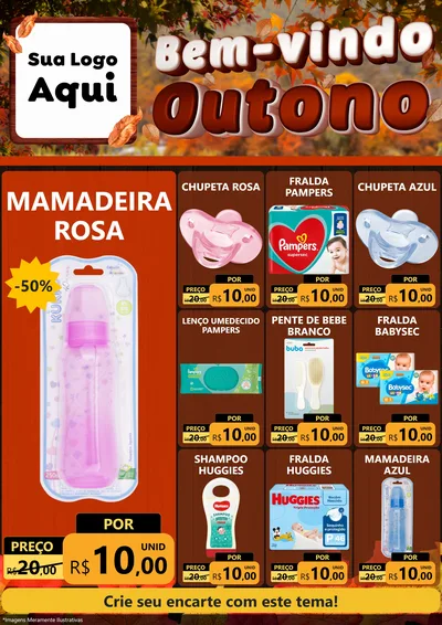 Modelo de Encarte para Encarte A4 Vertical com o tema Bem-vindo Outono para Bebês