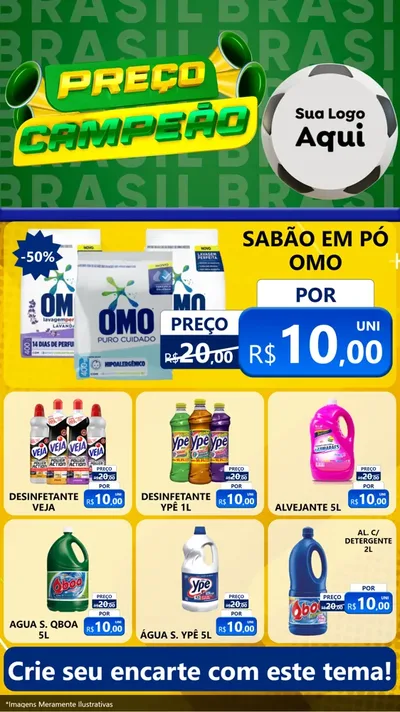 Modelo de Rede Social para Stories com o tema Preço Campeão - Copa para Produtos de Limpeza
