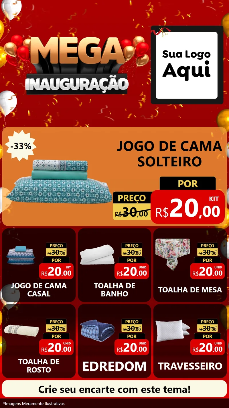 Modelo de Rede Social para Stories com o tema Mega Inauguração para Cama, Mesa e Banho