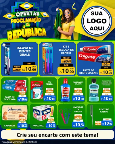 Modelo de Rede Social para Feed Instagram com o tema Ofertas Proclamação da República para Higiene Pessoal