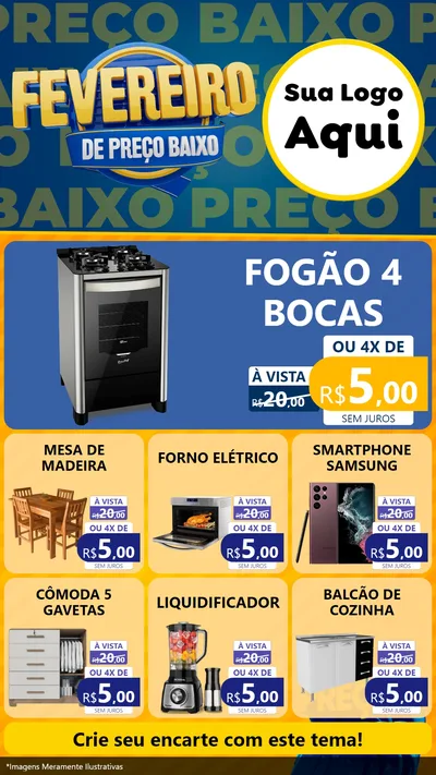 Modelo de Rede Social para Stories com o tema Fevereiro de Preço Baixo para Móveis e Eletro