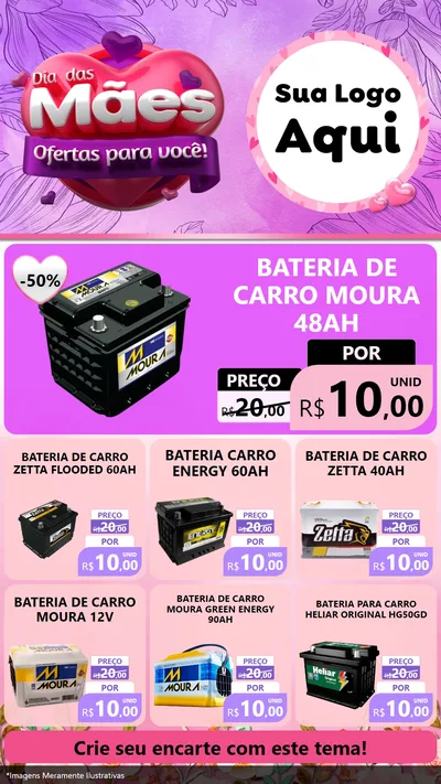 Modelo de Rede Social para Stories com o tema Dia das Mães Ofertas para Você! para Baterias Elétricas