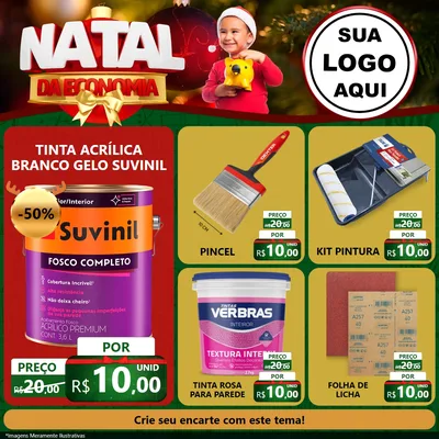 Modelo de Rede Social para Feed Facebook com o tema Natal da Economia para Tintas e Ferramentas