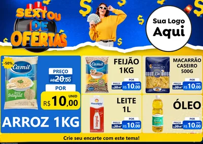 Modelo de Encarte para Encarte A4 Horizontal com o tema Sextou de Ofertas para Supermercado