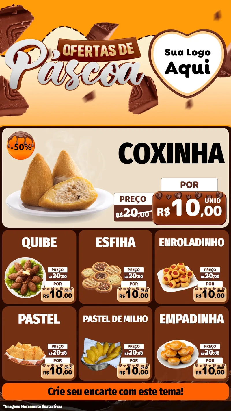 Modelo de Rede Social para Stories com o tema Ofertas de Páscoa para Salgadaria