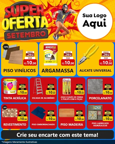 Modelo de Rede Social para Feed Instagram com o tema Super Oferta Setembro para Material para Construção