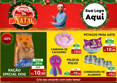 Modelo de Encarte para Encarte A4 Horizontal com o tema Promoção de Natal para Pet Shop