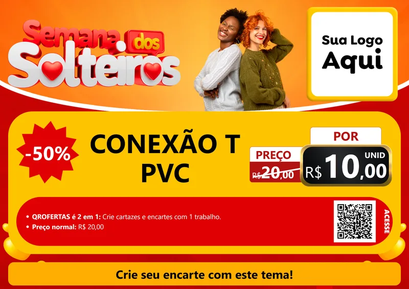 Modelo de Cartaz para Cartaz A4 Horizontal com o tema Semana dos Solteiros para Tubos e conexões
