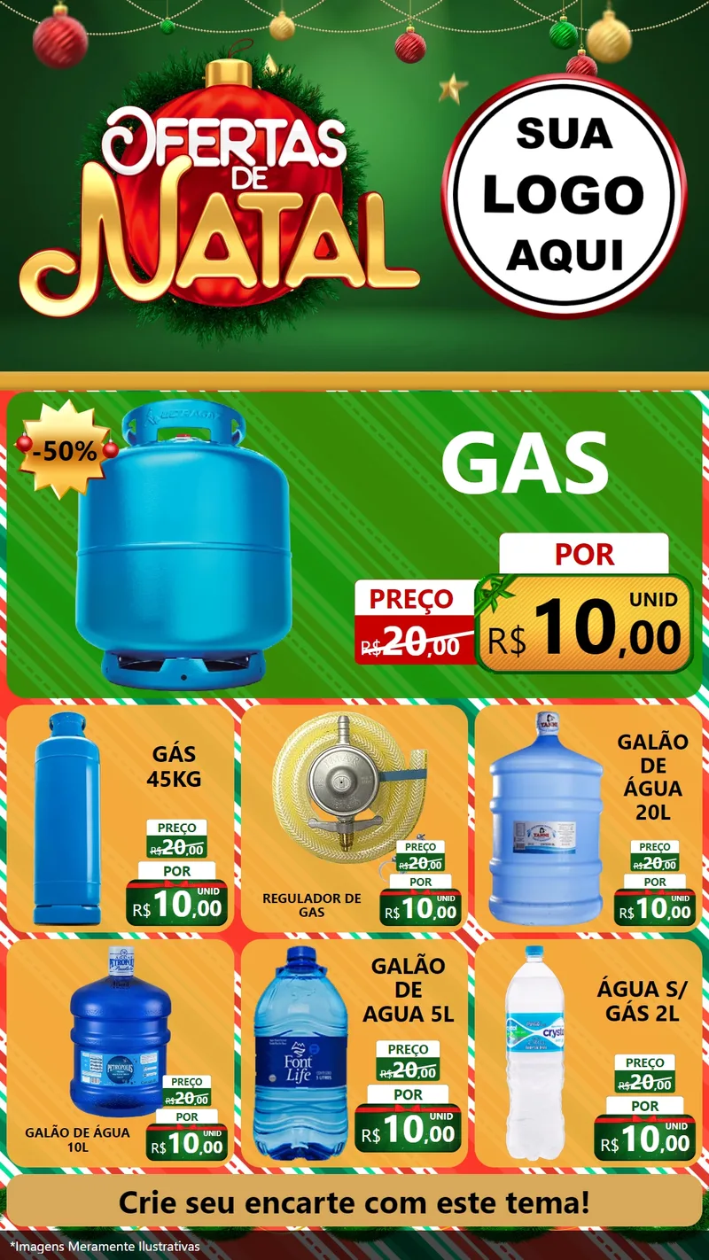 Modelo de Rede Social para Stories com o tema Ofertas de Natal para Água e gás