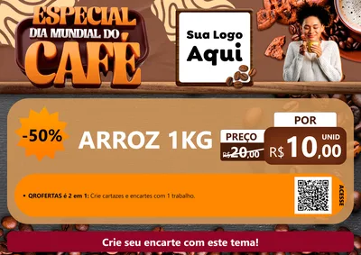 Modelo de Cartaz para Cartaz A4 Horizontal com o tema Especial Dia Mundial do Café para Supermercado
