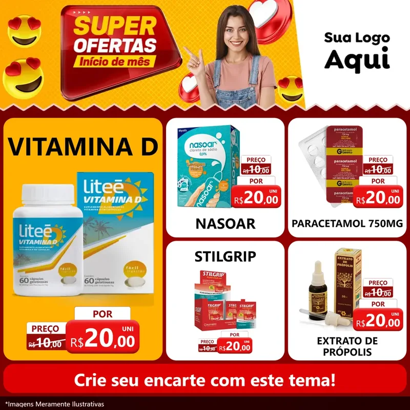 Modelo de Rede Social para Feed Facebook com o tema Super Ofertas Inicio De mês para Farmácia