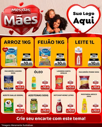 Modelo de Rede Social para Feed Instagram com o tema Mês das Mães para Supermercado
