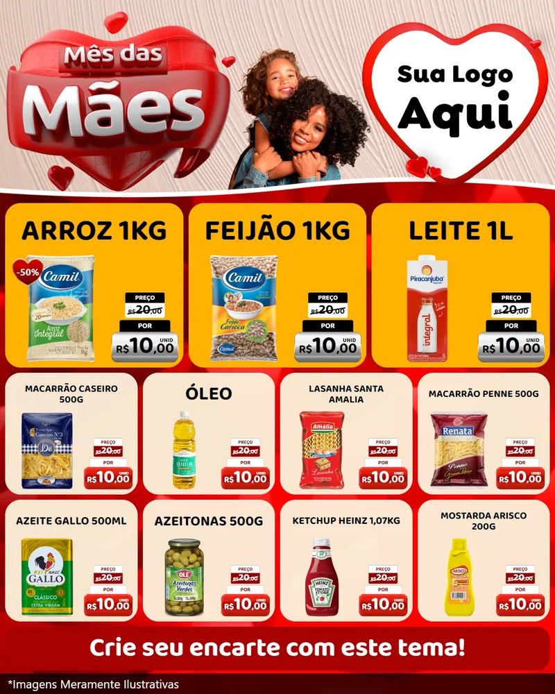 Modelo de Rede Social para Feed Instagram com o tema Mês das Mães para Supermercado
