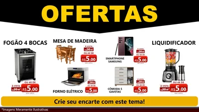 Modelo de TV para TV Horizontal com o tema Ofertas Preto e Vermelho Cartaz para Móveis e Eletro