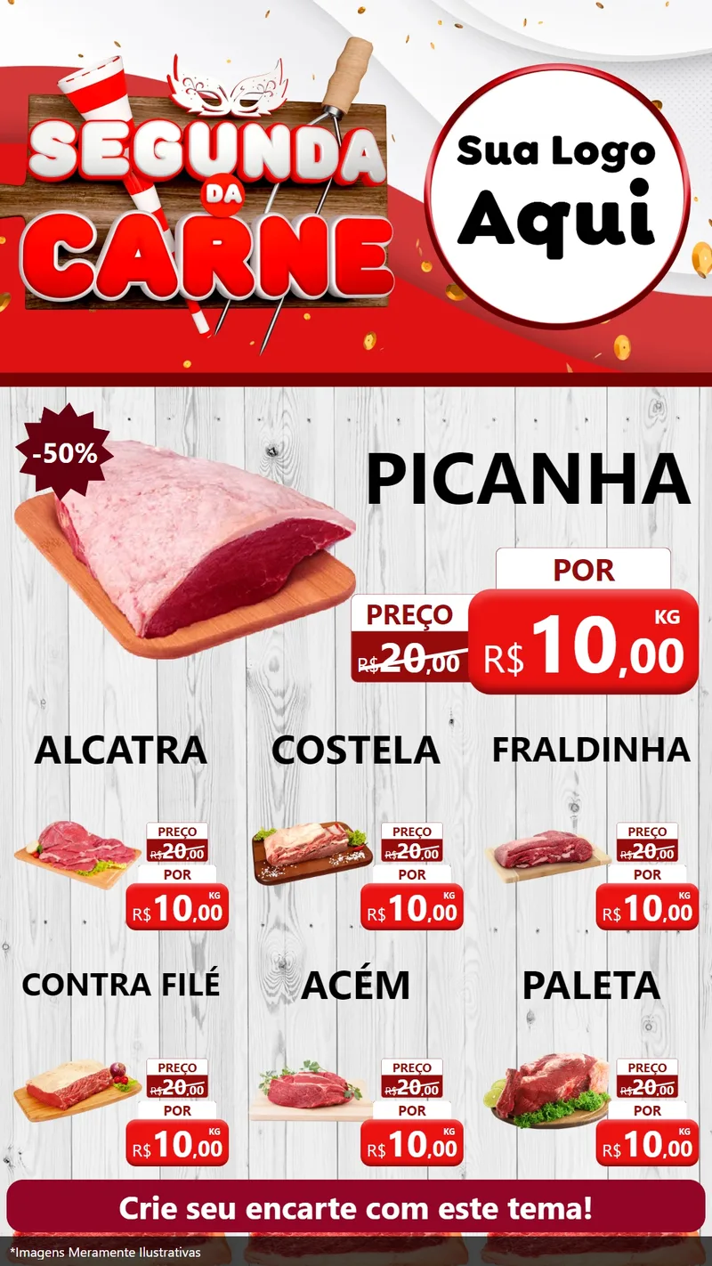Modelo de Rede Social para Stories com o tema Segunda da Carne - Carnaval para Açougue