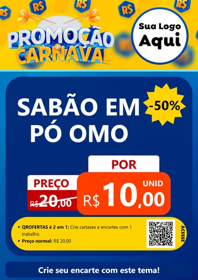 Modelo de Cartaz para Cartaz A4 Vertical com o tema Promoção de Carnaval para Produtos de Limpeza