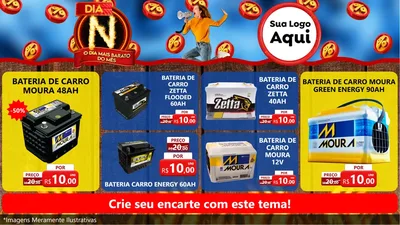 Modelo de TV para TV Horizontal com o tema Dia N - O Dia Mais Barato Do Mês para Baterias Elétricas