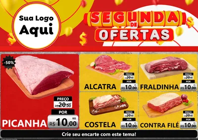 Modelo de Encarte para Encarte A4 Horizontal com o tema Segunda de Ofertas para Açougue