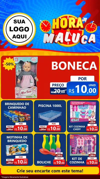 Modelo de Rede Social para Stories com o tema Hora Maluca para Brinquedos