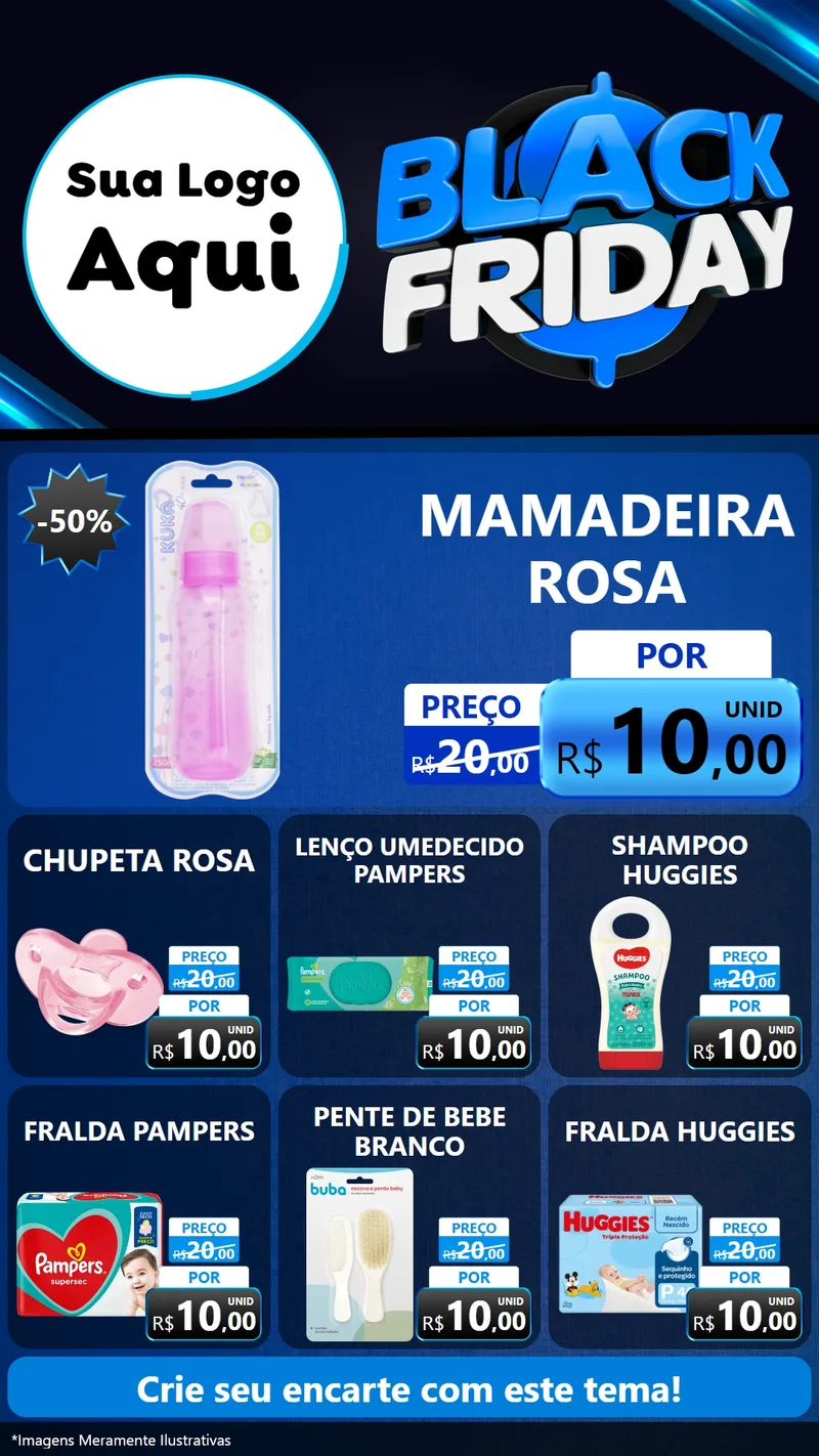 Modelo de Rede Social para Stories com o tema Black Friday para Bebês