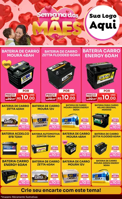 Modelo de Encarte para Encarte Grande com o tema Semana Das Mães para Baterias Elétricas
