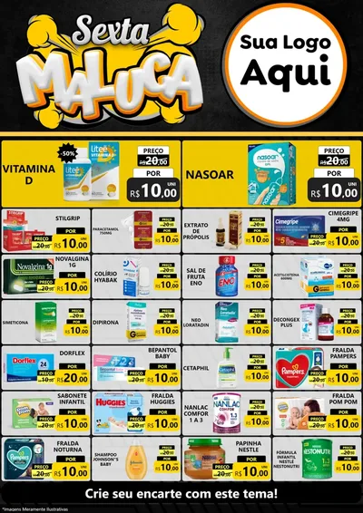 Modelo de Encarte para Encarte A4 Vertical com o tema Sexta Maluca para Farmácia
