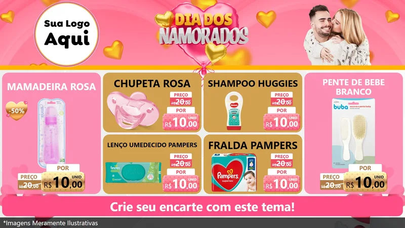 Modelo de TV para TV Horizontal com o tema Dia dos Namorados para Bebês