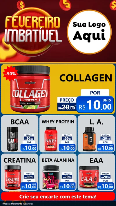 Modelo de Rede Social para Stories com o tema Fevereiro Imbatível para Suplementos alimentares