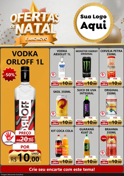Modelo de Encarte para Encarte A4 Vertical com o tema Ofertas De Natal E Ano Novo para Distribuidora de bebidas