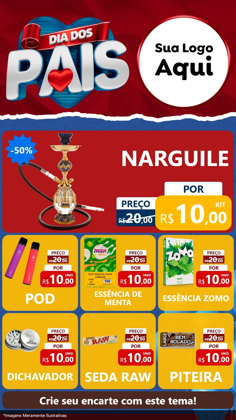 Modelo de Rede Social para Stories com o tema Dia dos Pais para Tabacaria