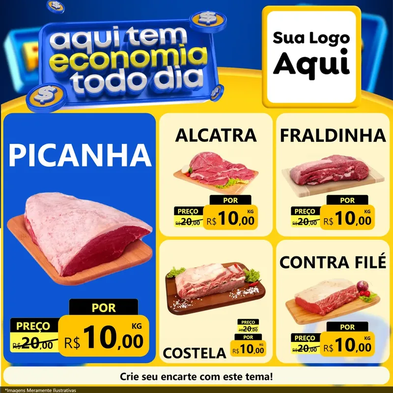 Modelo de Rede Social para Feed Facebook com o tema Aqui Tem Economia Todo Dia para Açougue