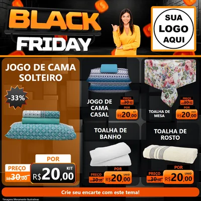 Modelo de Rede Social para Feed Facebook com o tema Black Friday para Cama, Mesa e Banho