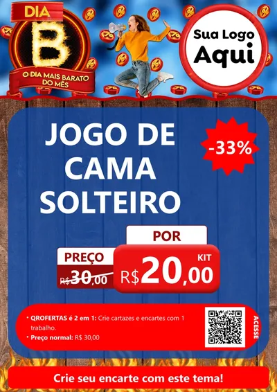 Modelo de Cartaz para Cartaz A4 Vertical com o tema Dia B - O Dia Mais Barato Do Mês para Cama, Mesa e Banho