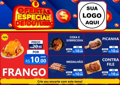 Modelo de Encarte para Encarte A4 Horizontal com o tema Ofertas Especiais de Outubro para Assados