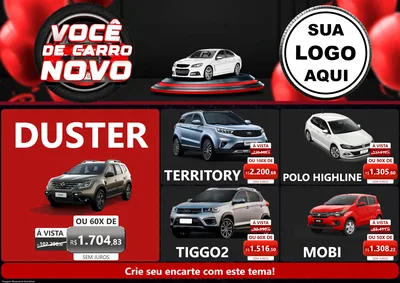 Modelo de Encarte para Encarte A4 Horizontal com o tema Você de Carro Novo para Concessionaria de Carros