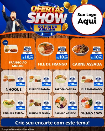 Modelo de Rede Social para Feed Instagram com o tema Ofertas Show No Fim De Semana para Restaurante