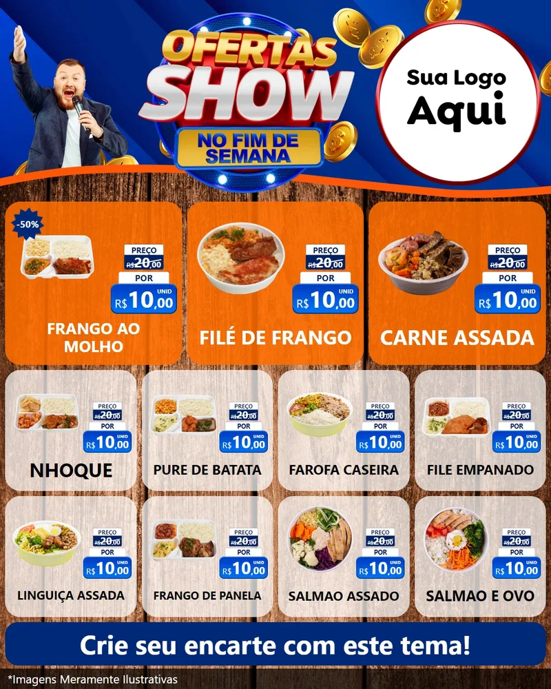 Modelo de Rede Social para Feed Instagram com o tema Ofertas Show No Fim De Semana para Restaurante