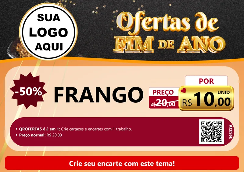 Modelo de Cartaz para Cartaz A4 Horizontal com o tema Ofertas de Fim de Ano para Assados
