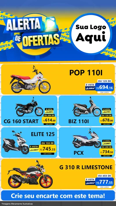 Modelo de TV para TV Vertical com o tema Alerta de Ofertas para Concessionaria de Motos