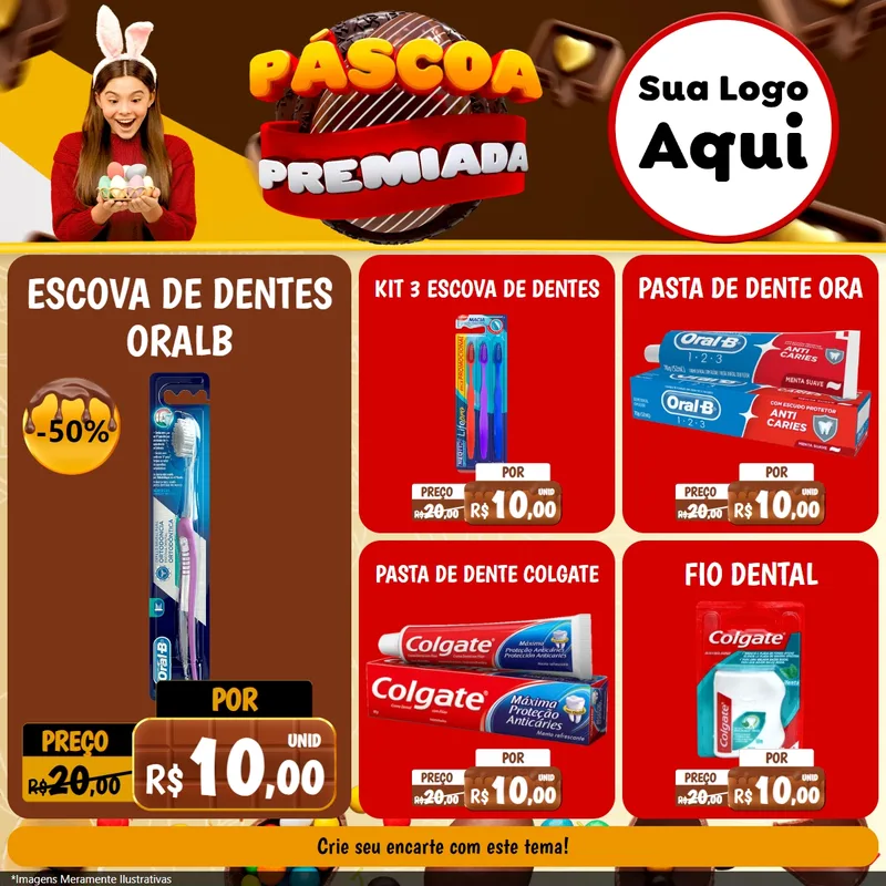 Modelo de Rede Social para Feed Facebook com o tema Páscoa Premiada para Higiene Pessoal