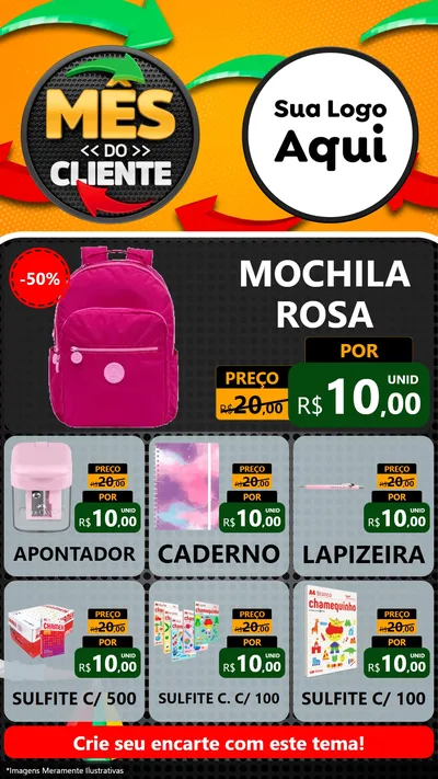 Modelo de Rede Social para Stories com o tema Mês do Cliente para Papelaria