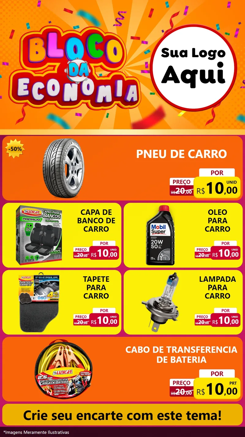 Modelo de TV para TV Vertical com o tema Bloco da Economia para Auto peças