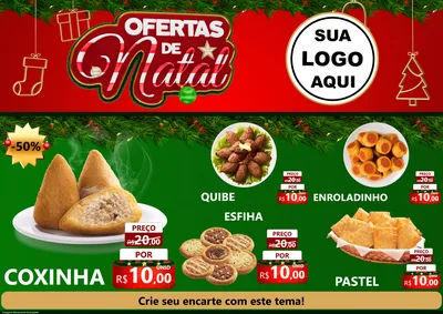 Modelo de Encarte para Encarte A4 Horizontal com o tema Ofertas de Natal para Salgadaria
