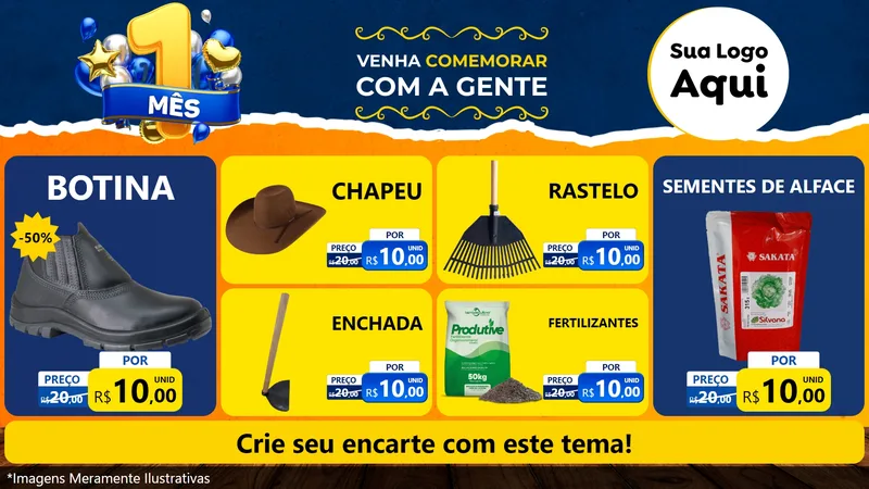 Modelo de TV para TV Horizontal com o tema Um Mês de Aniversário para Agropecuária