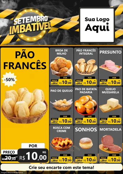 Modelo de Encarte para Encarte A4 Vertical com o tema Setembro Imbatível para Padaria