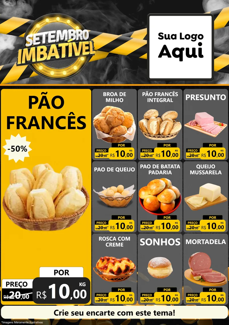 Modelo de Encarte para Encarte A4 Vertical com o tema Setembro Imbatível para Padaria