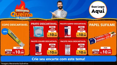 Modelo de TV para TV Horizontal com o tema Semana Queima de Estoque para Embalagens